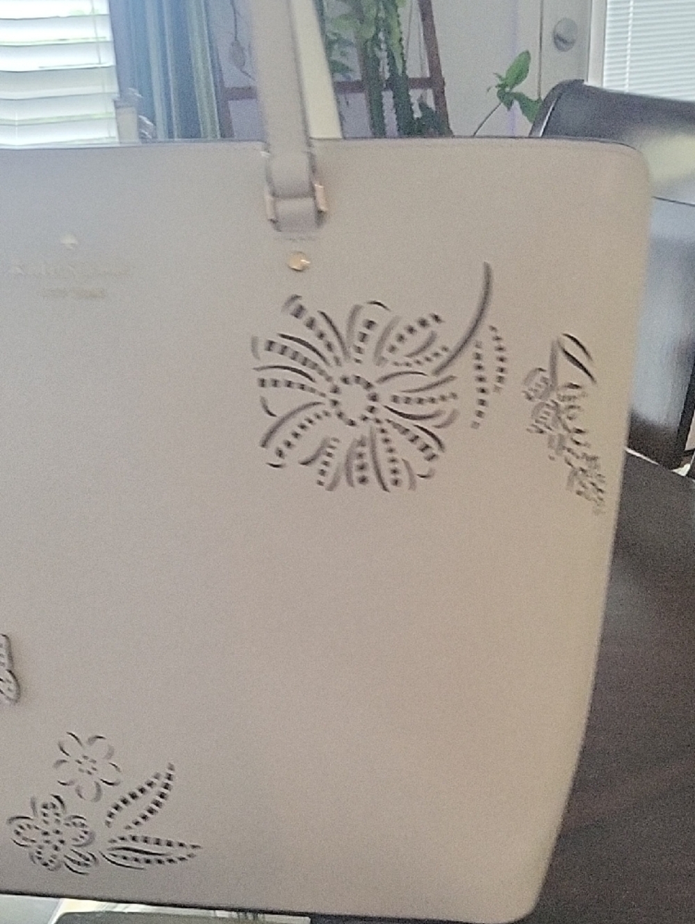 NWT Kate Spade Ivory Laser-Cut Floral Tote with Butterfly Accents - Picture 3 of 16